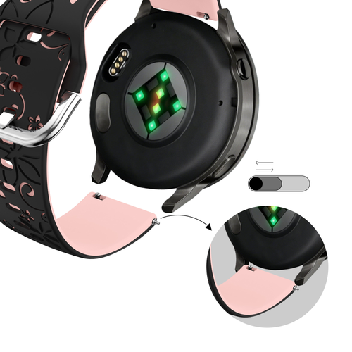 Bandz Garmin Venu Silicone Strap 'Flowers' (Black/Light Pink)