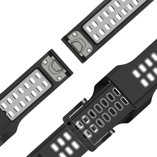 Bandz Garmin Quatix 8 - 51mm sport band met gesp (zwart/grijs)