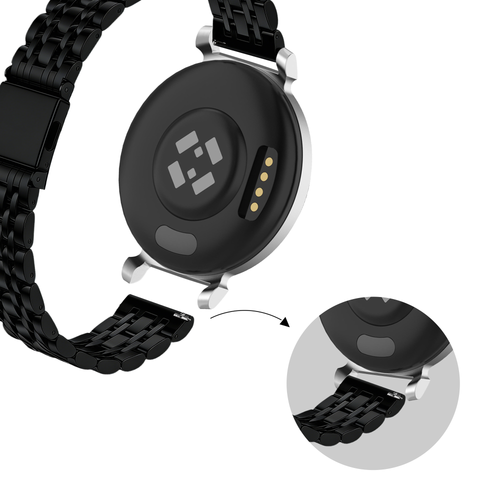 Bandz Garmin Lily 2 stalen band 'Deluxe' (zwart)