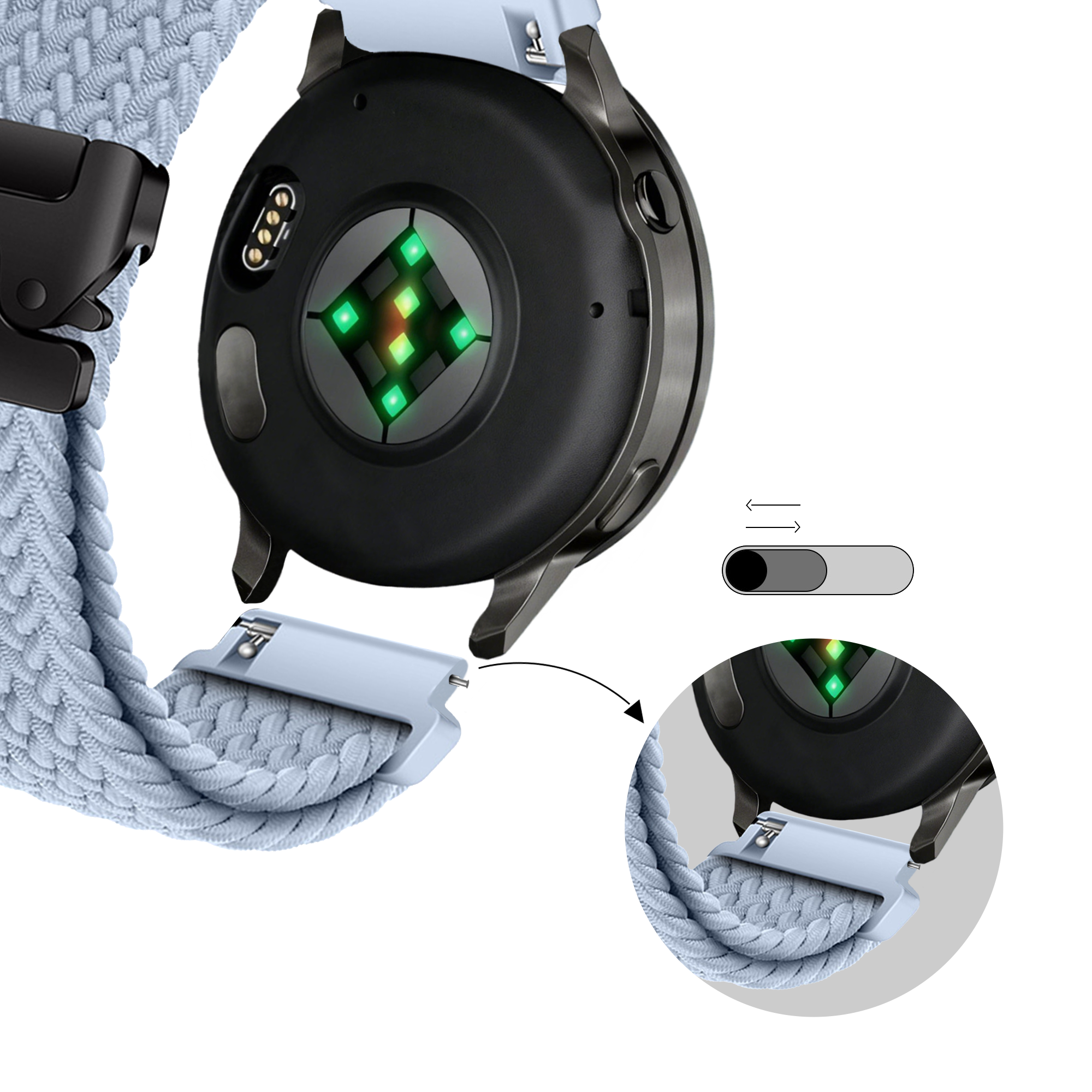 Bandz Garmin Forerunner 255s Braided Strap 'Parachute' (Light Blue)