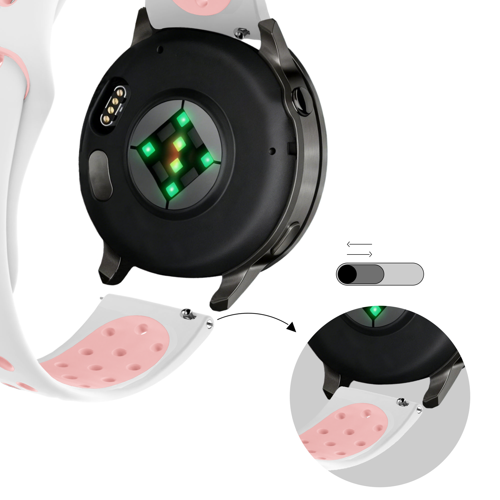 Bandz Garmin Bounce 2 sport band 'Deluxe' (wit/roze)