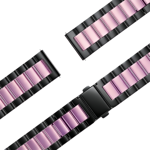 Bandz Garmin Vivomove 3s stalen band 'Classic' (zwart/roze)
