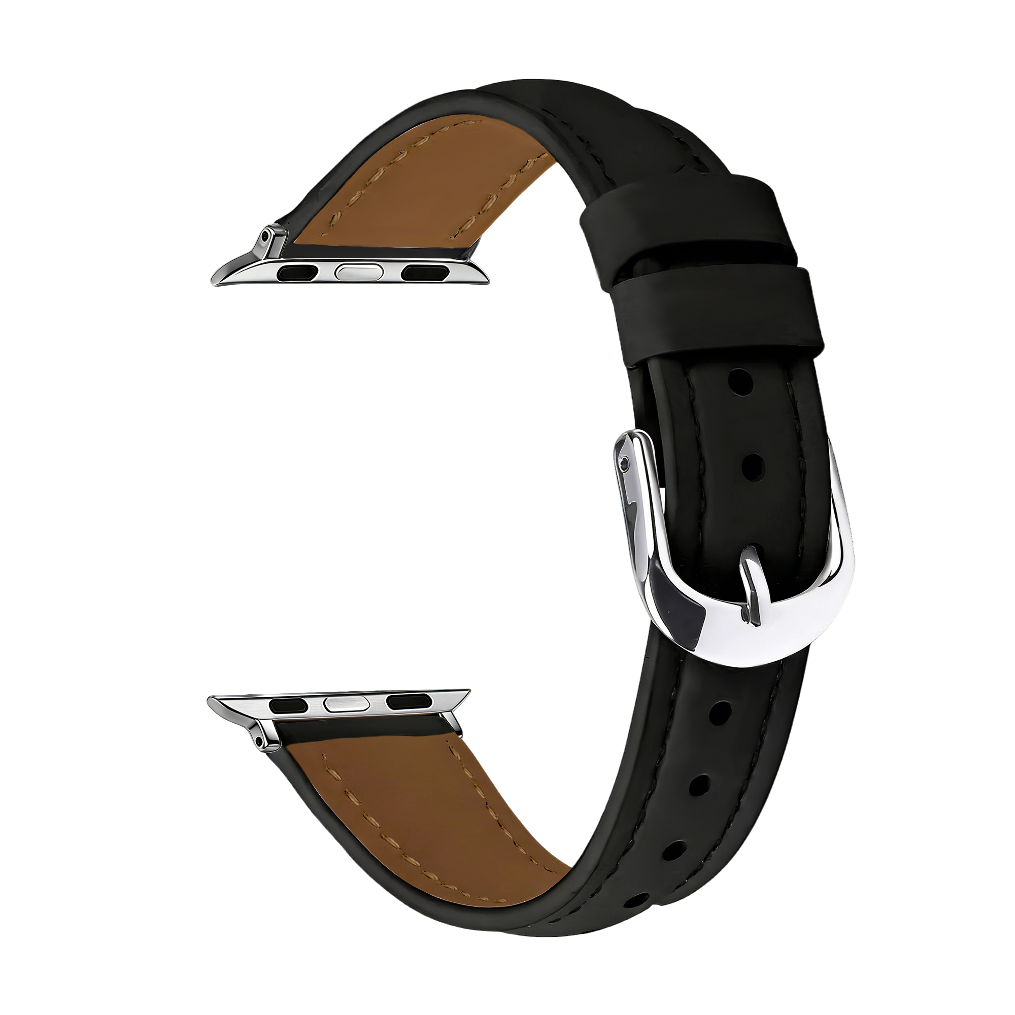 Apple Watch slimfit leren band (zwart)