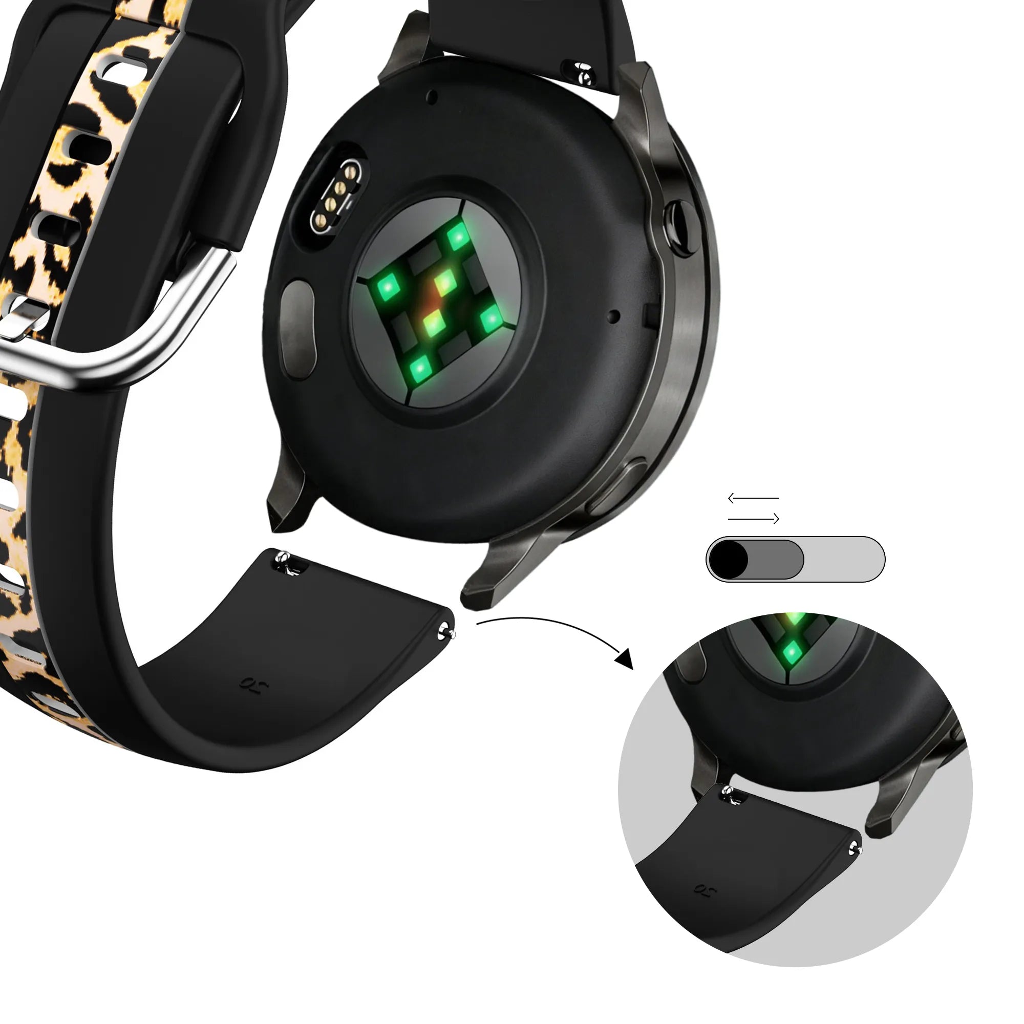 Bandz Garmin Forerunner 70 dual leopard bandje (zwart)