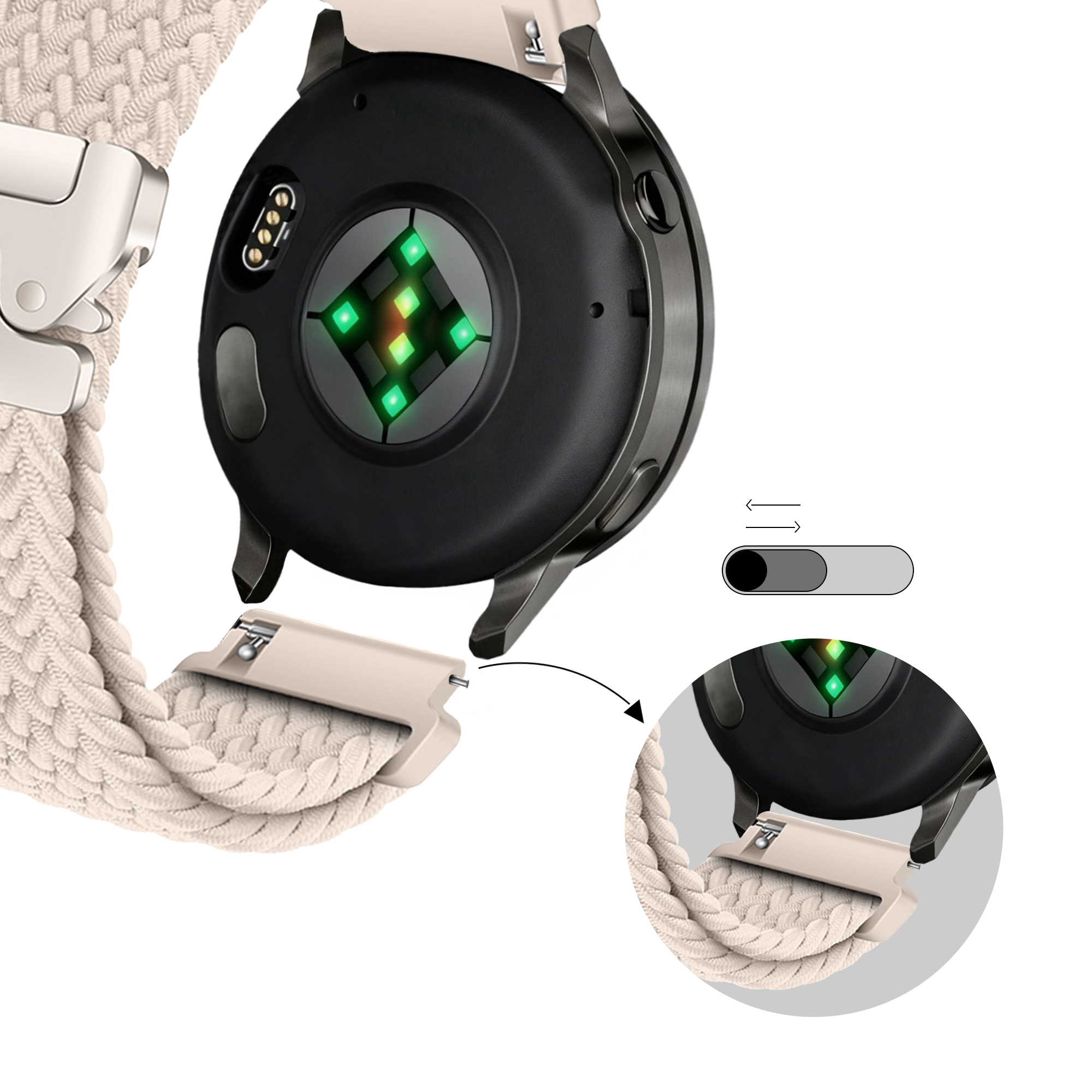 Bandz Garmin Venu SQ gevlochten band 'Parachute' (sterrenlicht)