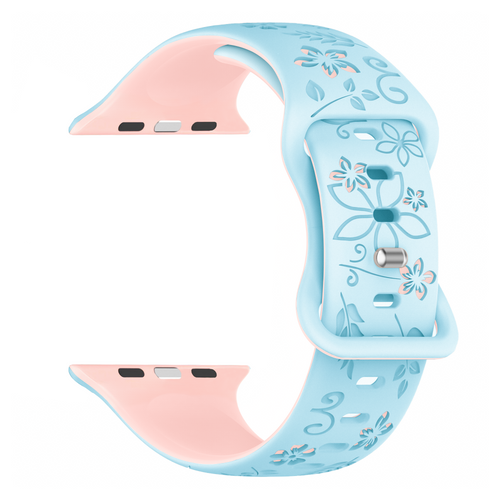 Apple Watch Flower Silicone Strap (Blue/Pink)