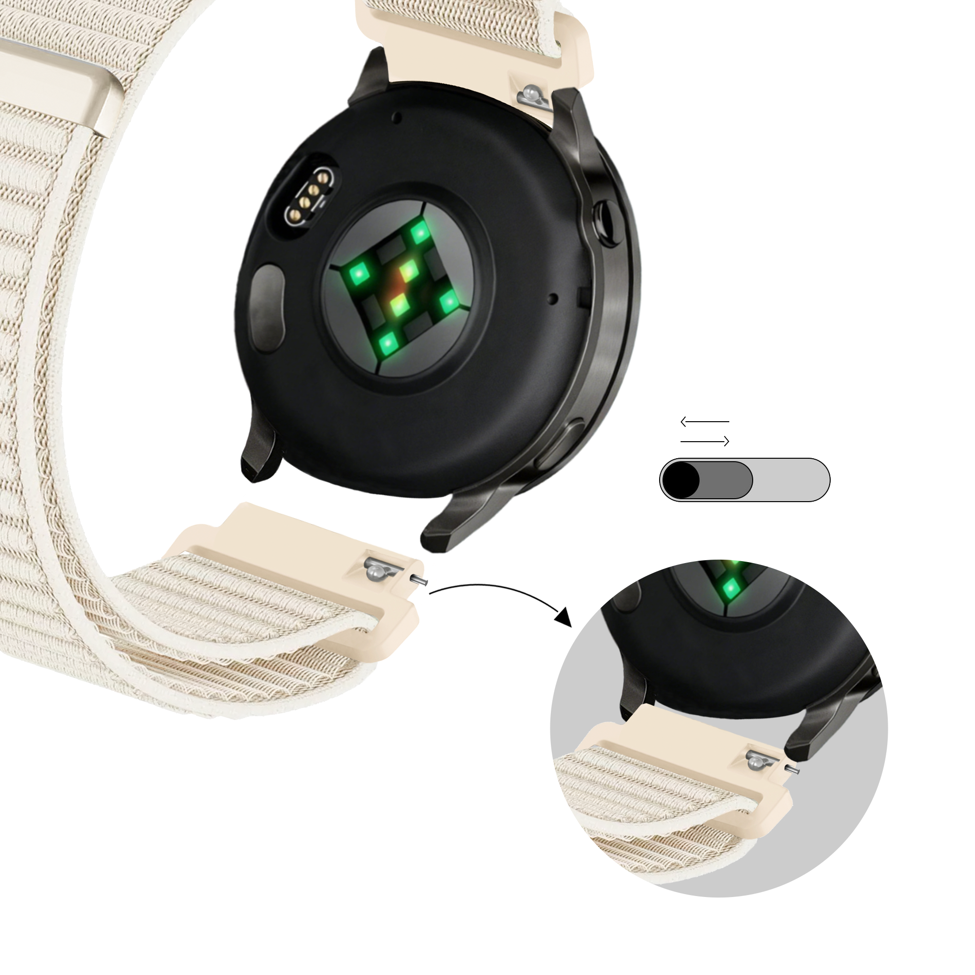 Bandz Garmin Vivoactive 3 nylon band 'Wave' (sterrenlicht)