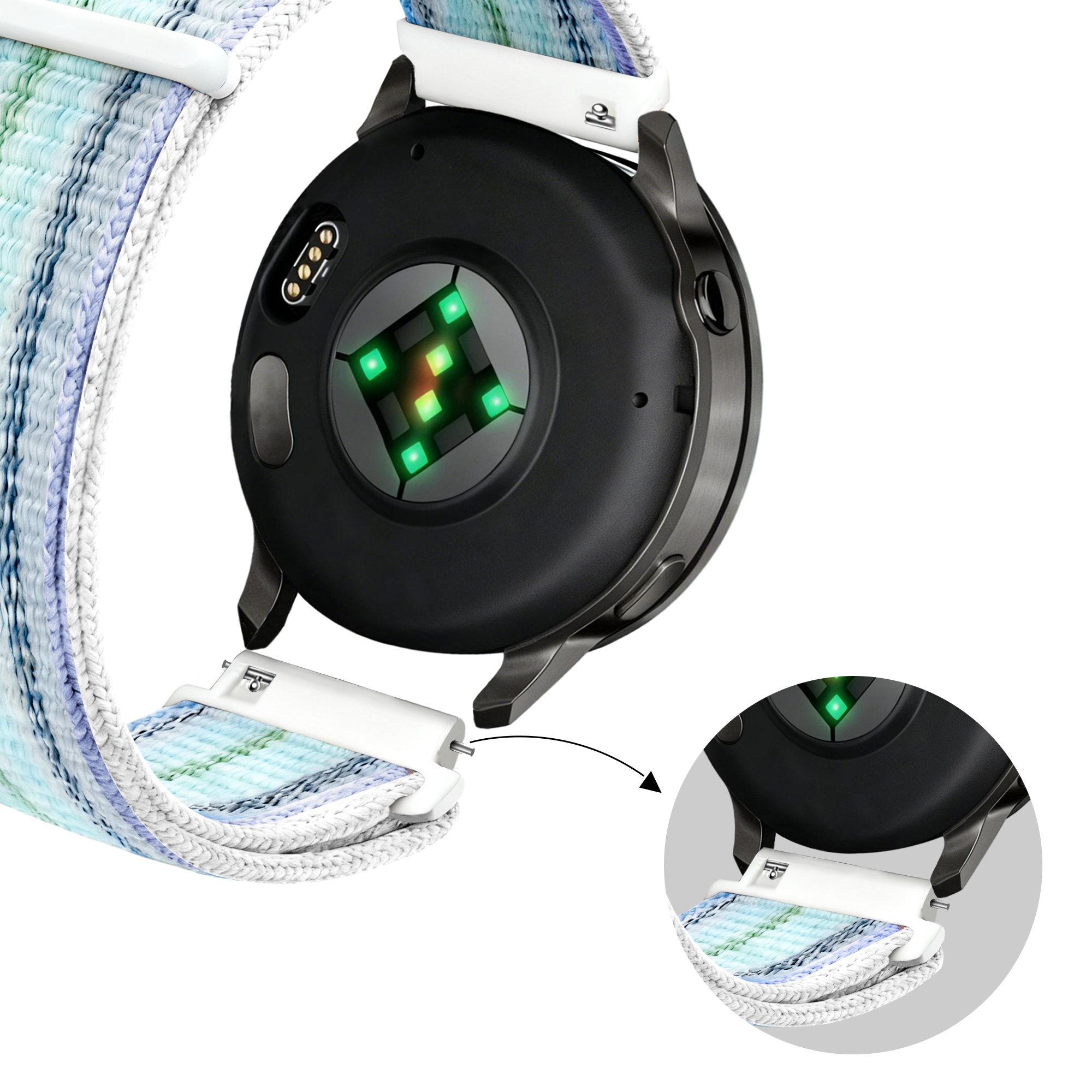 Bandz Garmin Vivoactive 4s nylon loop band (gestreept blauw)