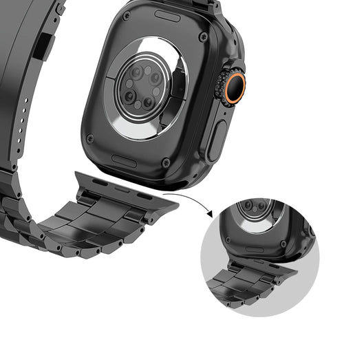 Bandz Apple Watch titanium band 'Deluxe' (zwart)