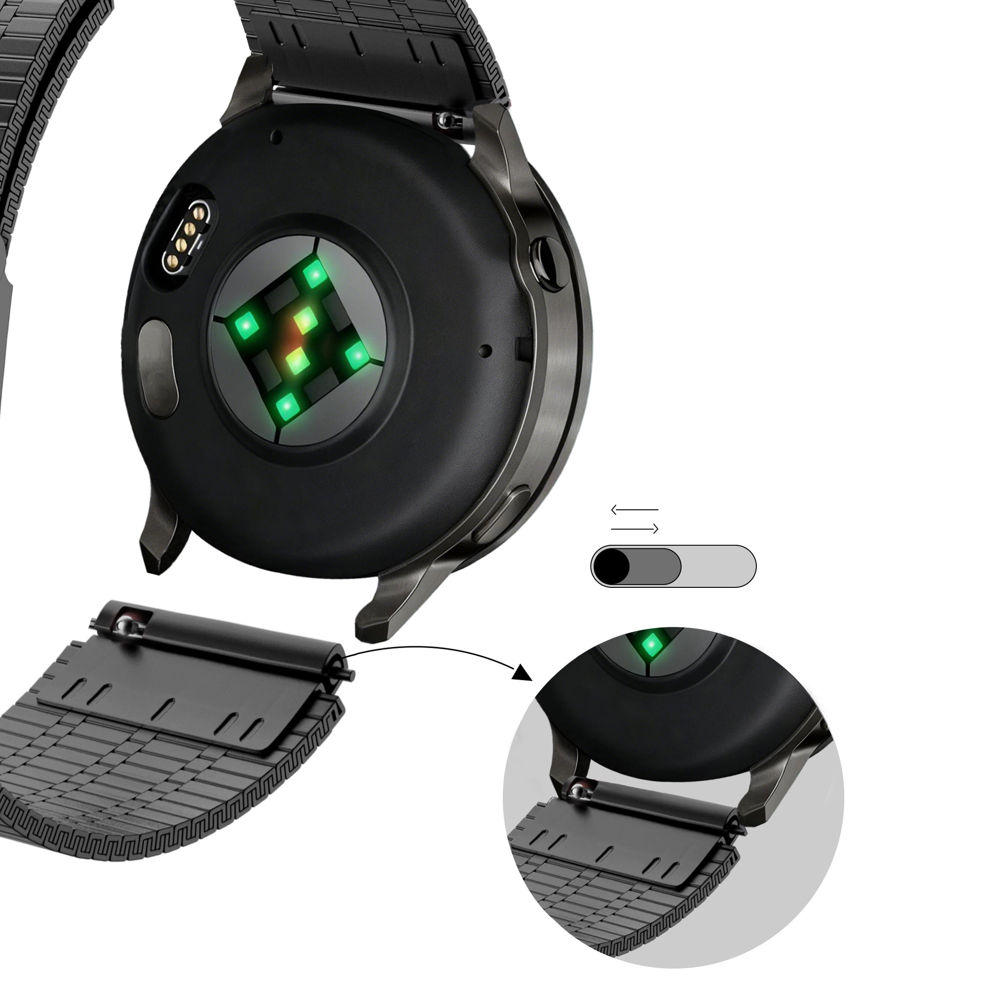 Bandz Garmin D2 Air X15 verstelbare stalen band (zwart)