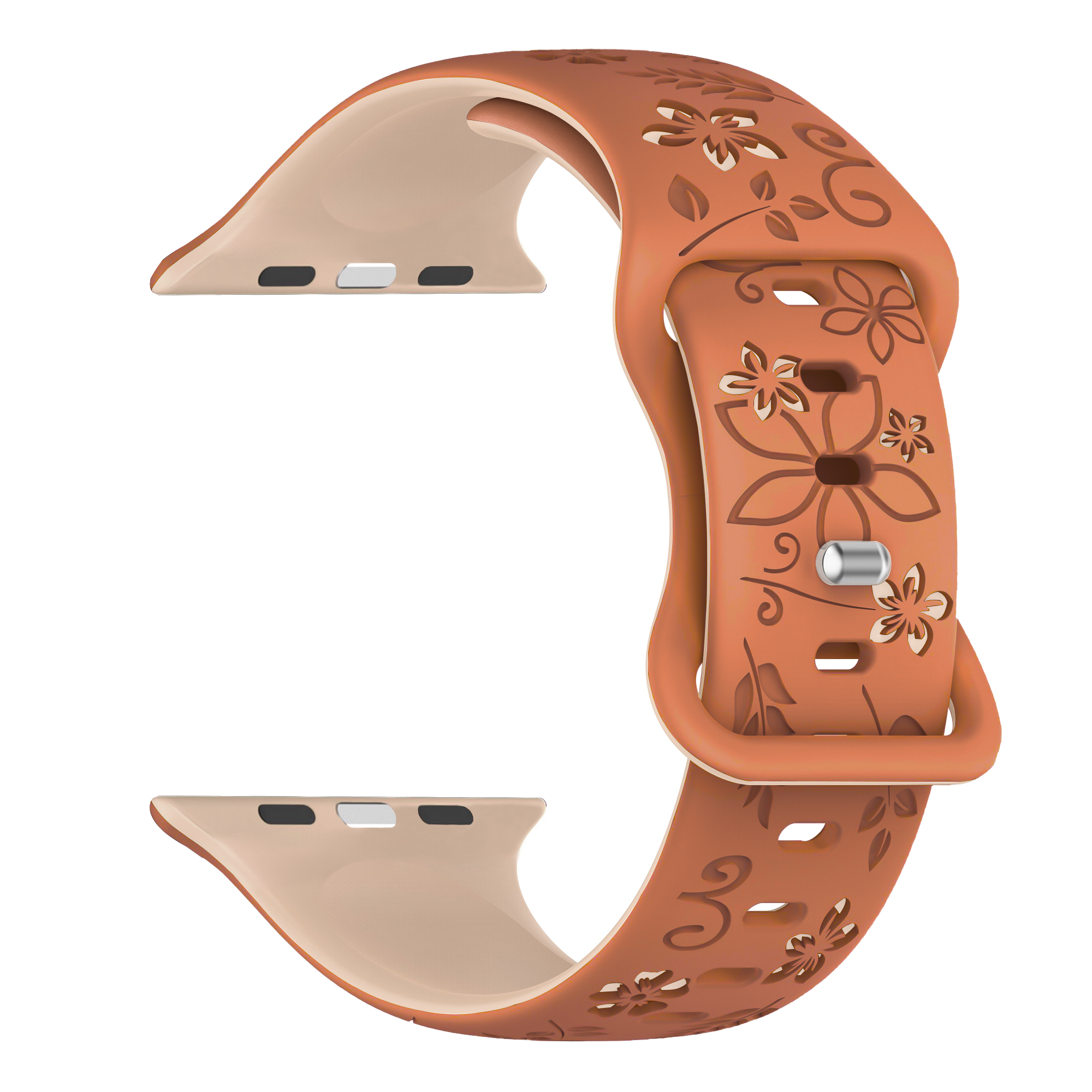 Apple Watch Flower siliconen band (beige/bruin)