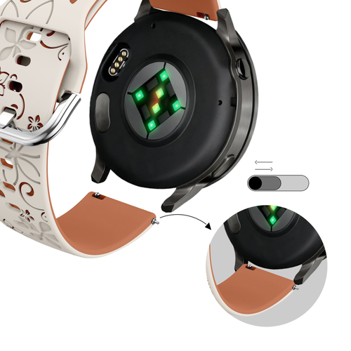 Bandz Garmin Forerunner 265s Silicone Strap 'Flowers' (Starlight/Brown)