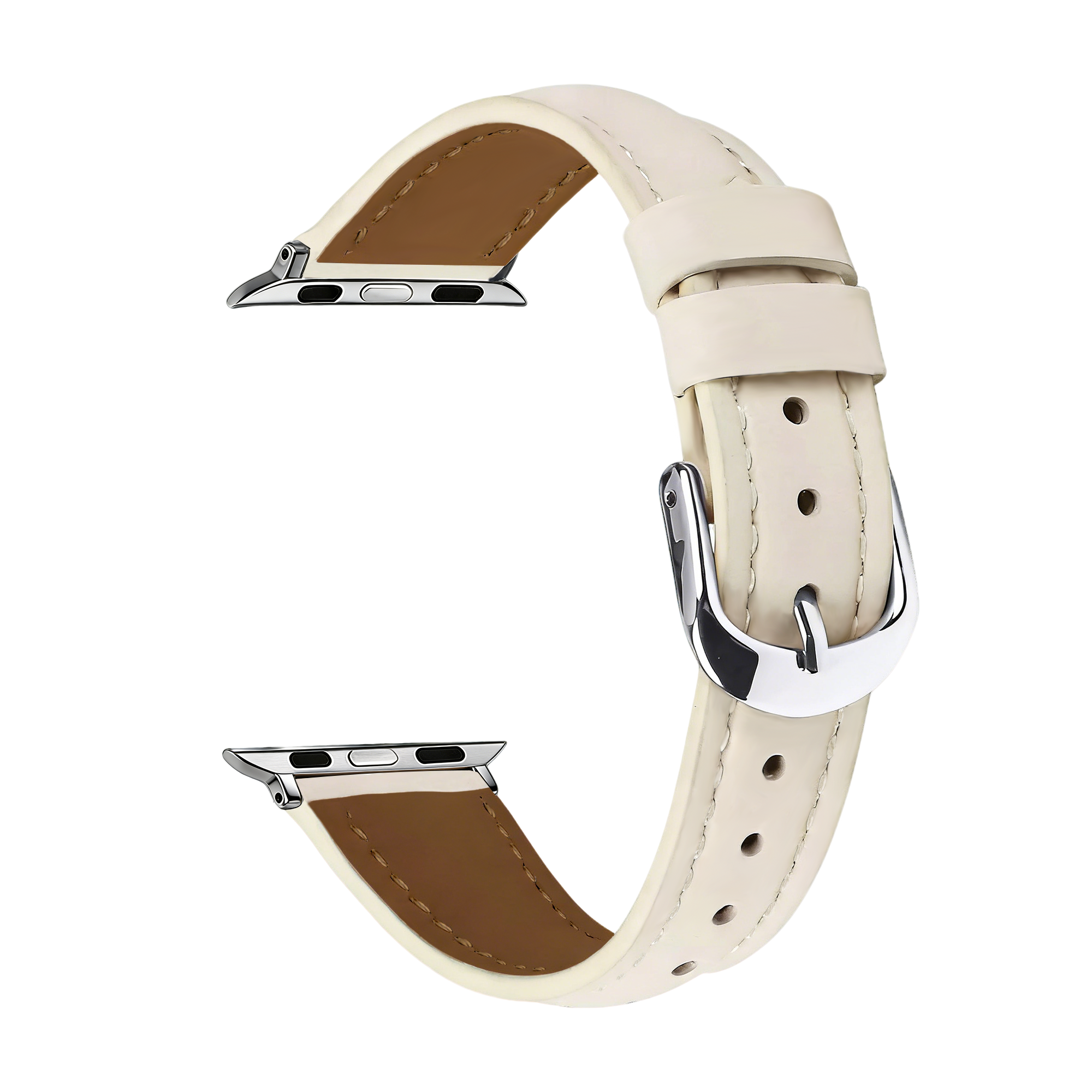 Apple Watch slimfit leren band (lichtbeige)