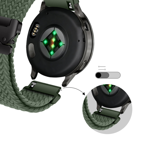 Bandz Garmin Vivomove HR gevlochten band 'Parachute' (groen)