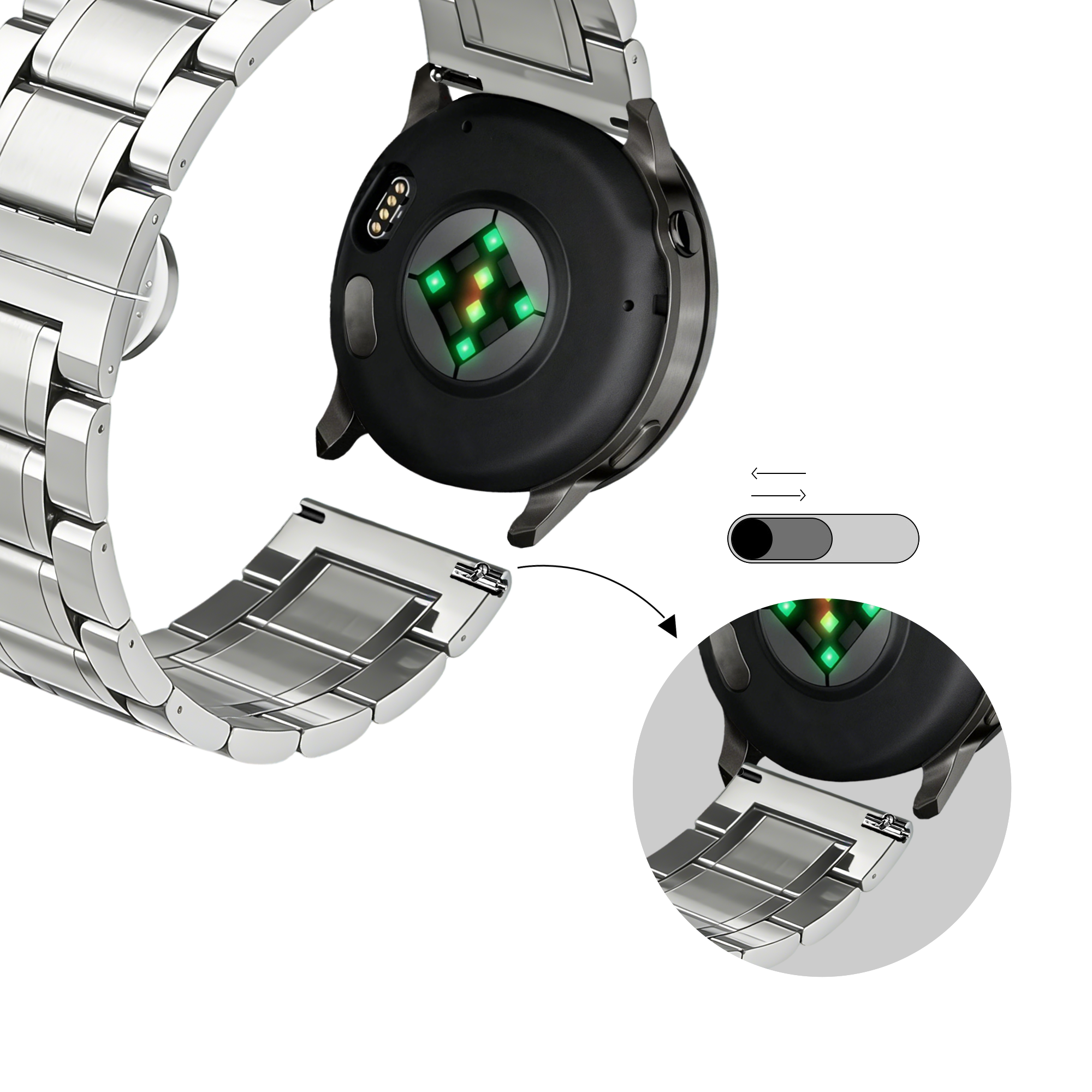 Bandz Garmin Venu 2s stalen schakel band 'Deluxe' (zilver)