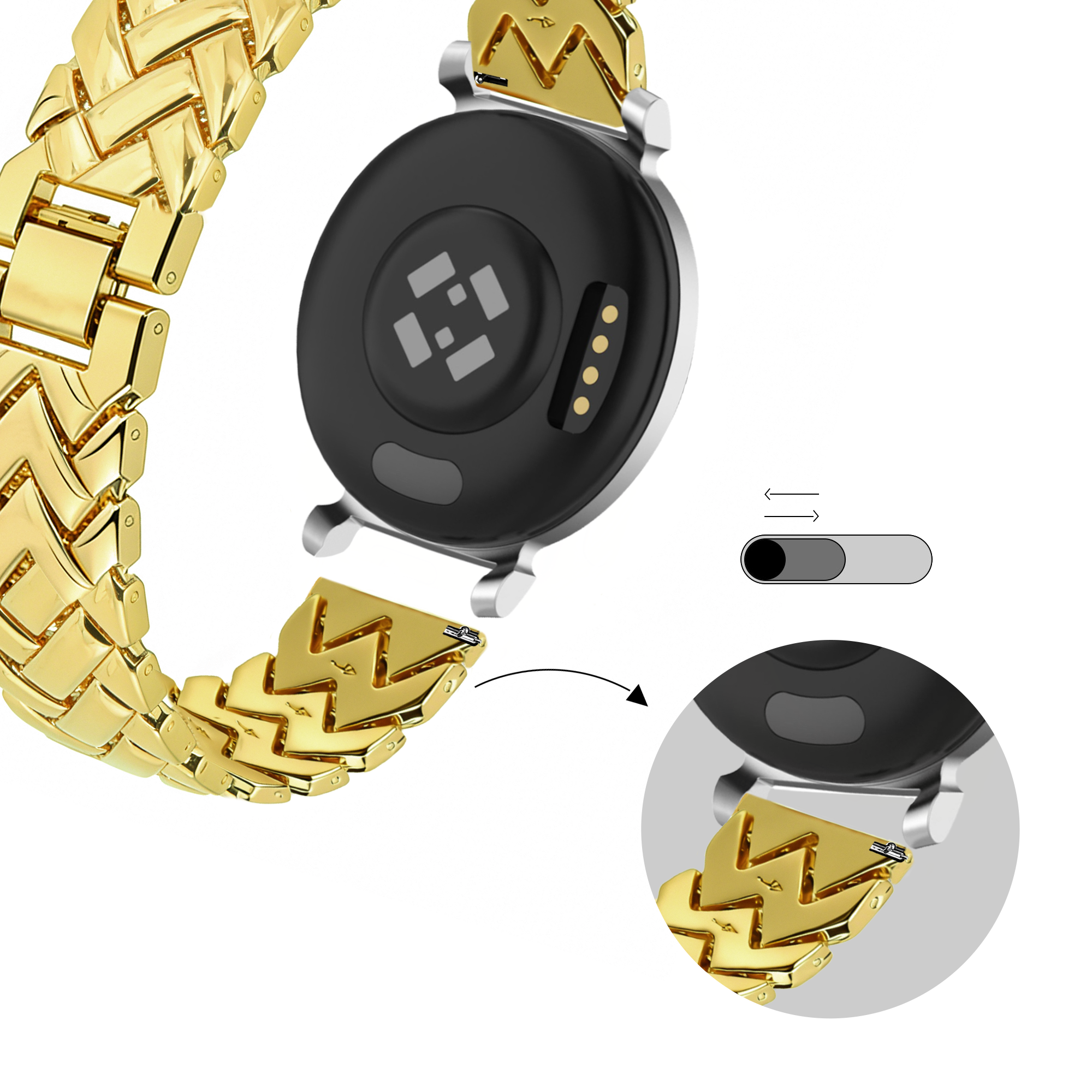 Bandz Garmin Lily 2 Metal Strap 'V-Type' (Gold)
