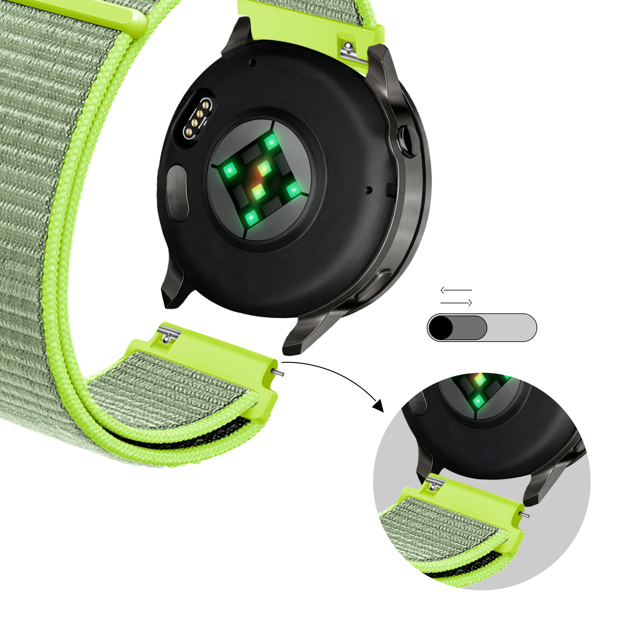 Bandz Garmin D2 Air X15 nylon loop band (flash geel)