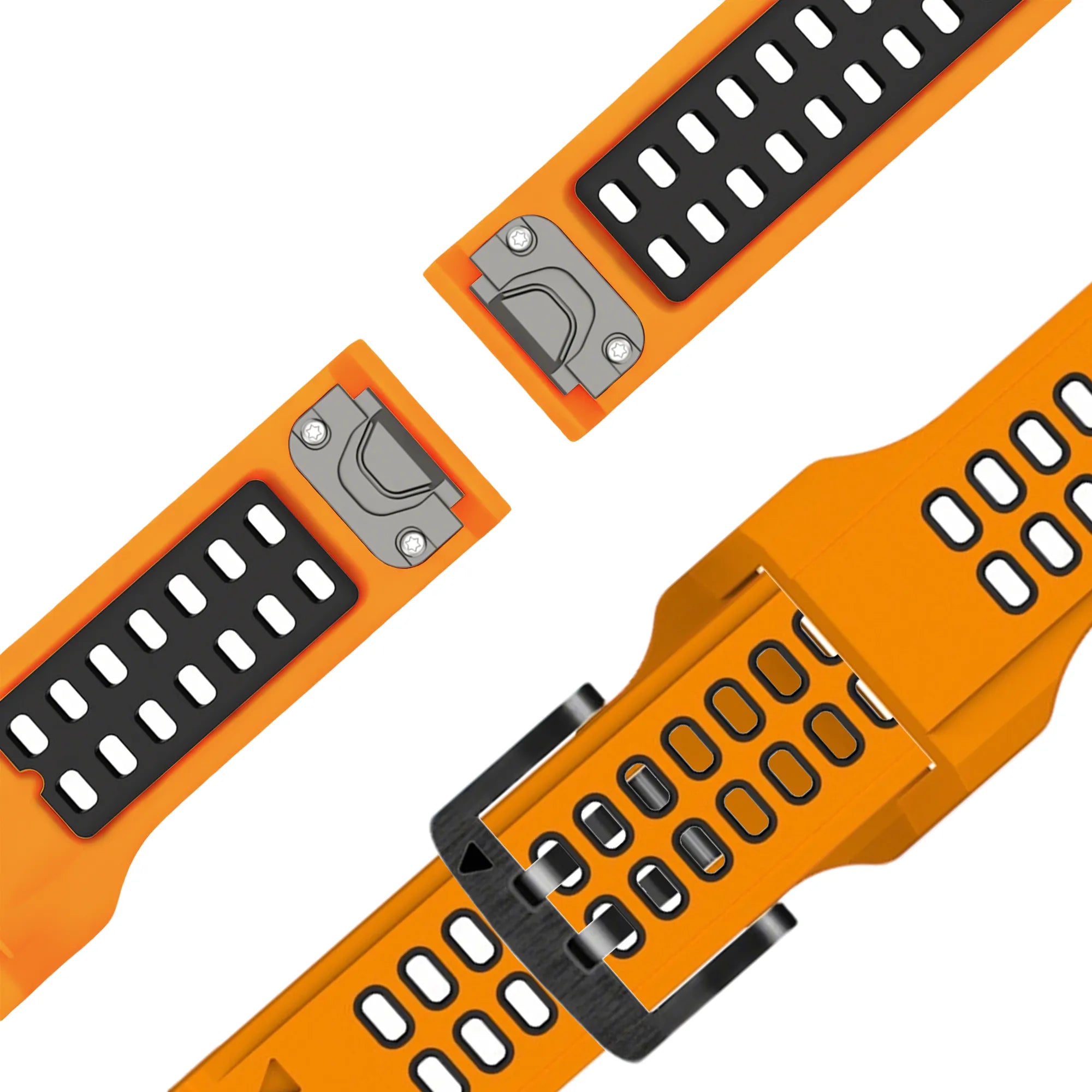 Bandz Garmin Fenix 8 - 47mm Buckled Sport Strap (Orange/Black)