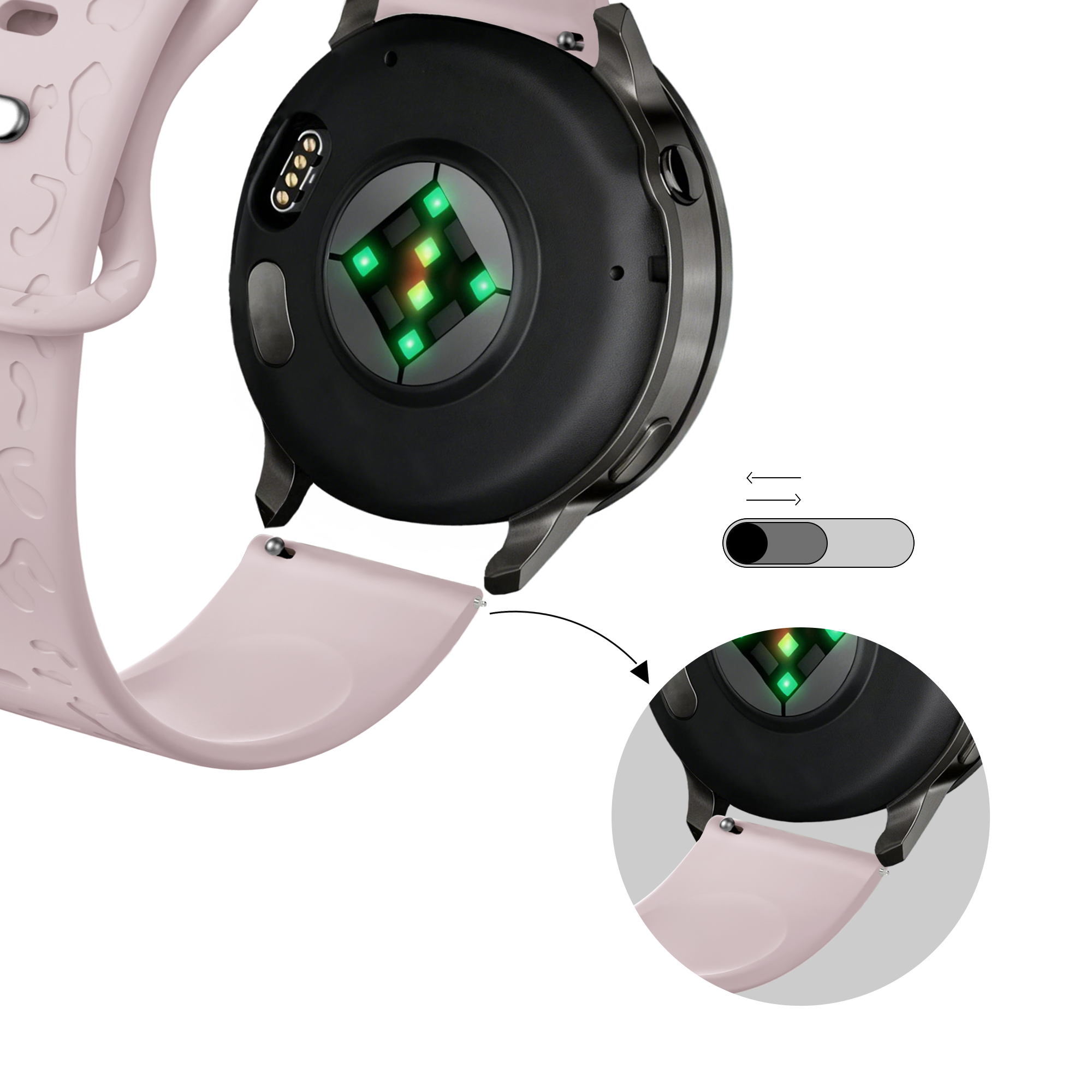 Bandz Garmin Vivoactive 4s siliconen band 'Leopard' (roze)