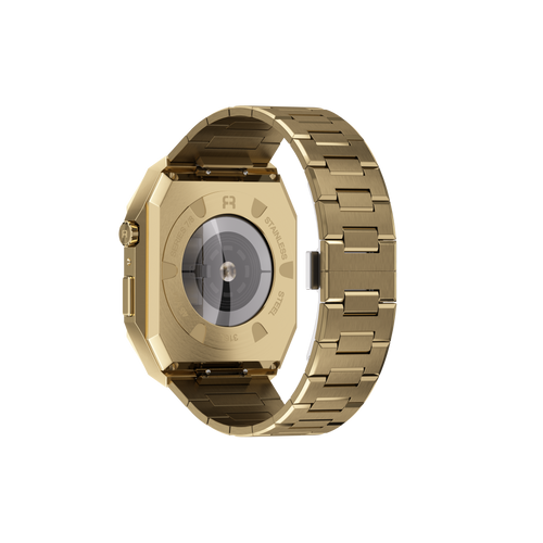 Reqior Apple Watch 45mm case met stalen band 'Nautilus' (goud)