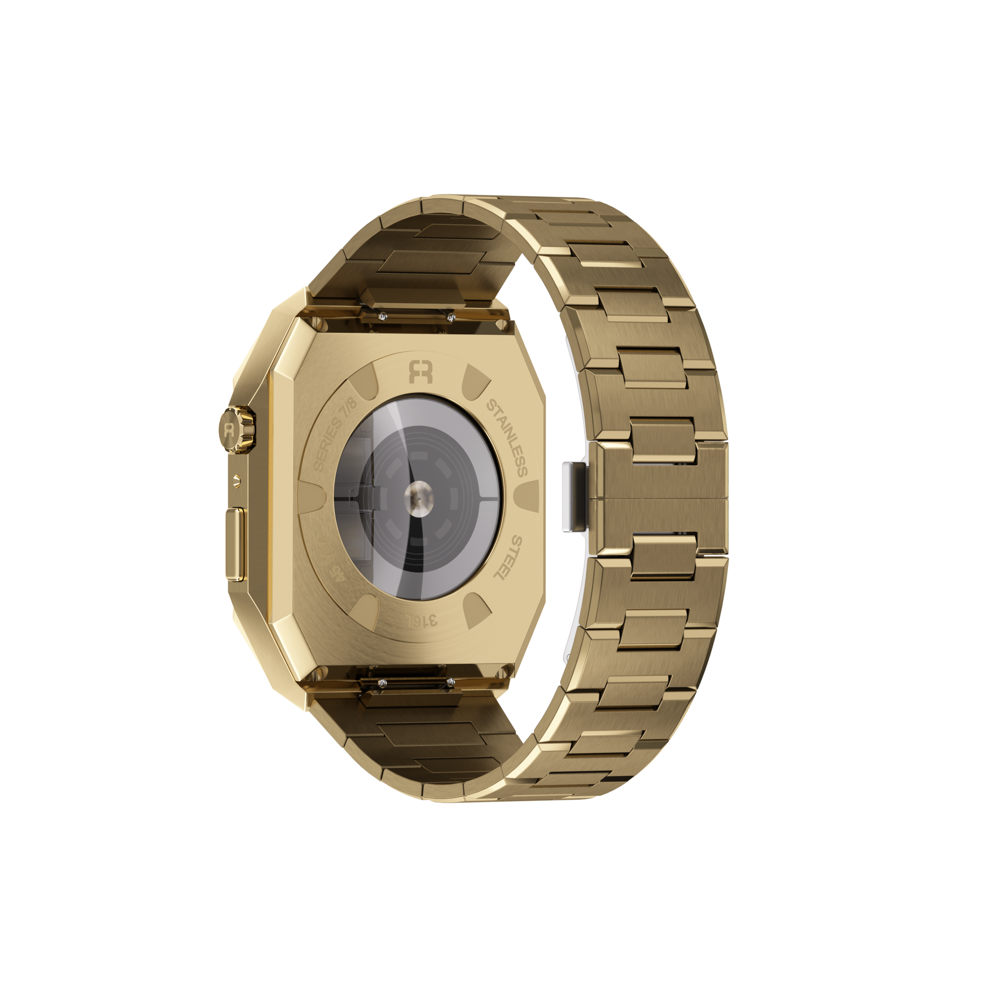 Reqior Apple Watch 45mm case met stalen band 'Nautilus' (goud)