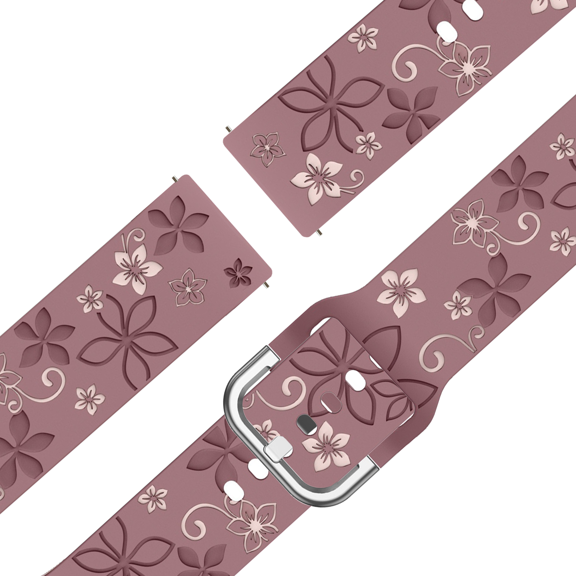 Bandz Garmin Forerunner 645 siliconen band 'Flowers' (mauve/lichtroze)