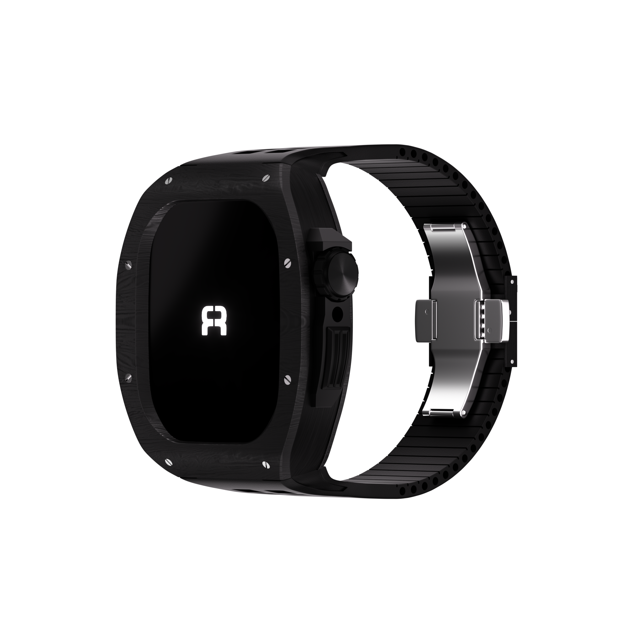 Reqior Apple Watch 45mm polymer case met rubberen band (carbon zwart)