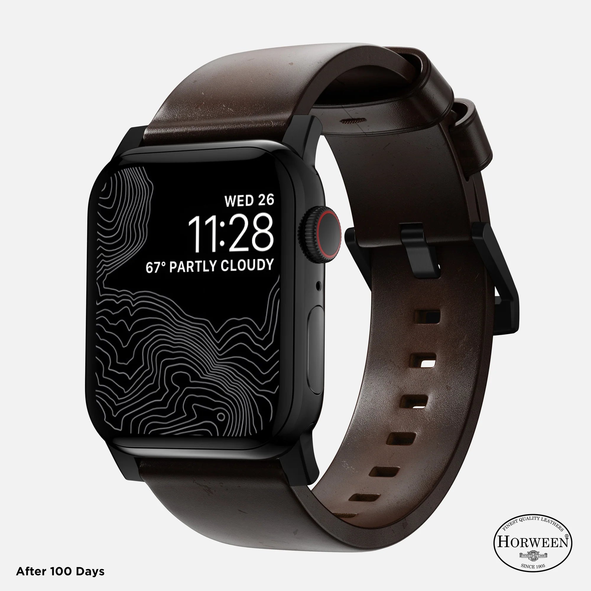 Nomad Modern Apple Watch leren bandje (bruin/zwart)