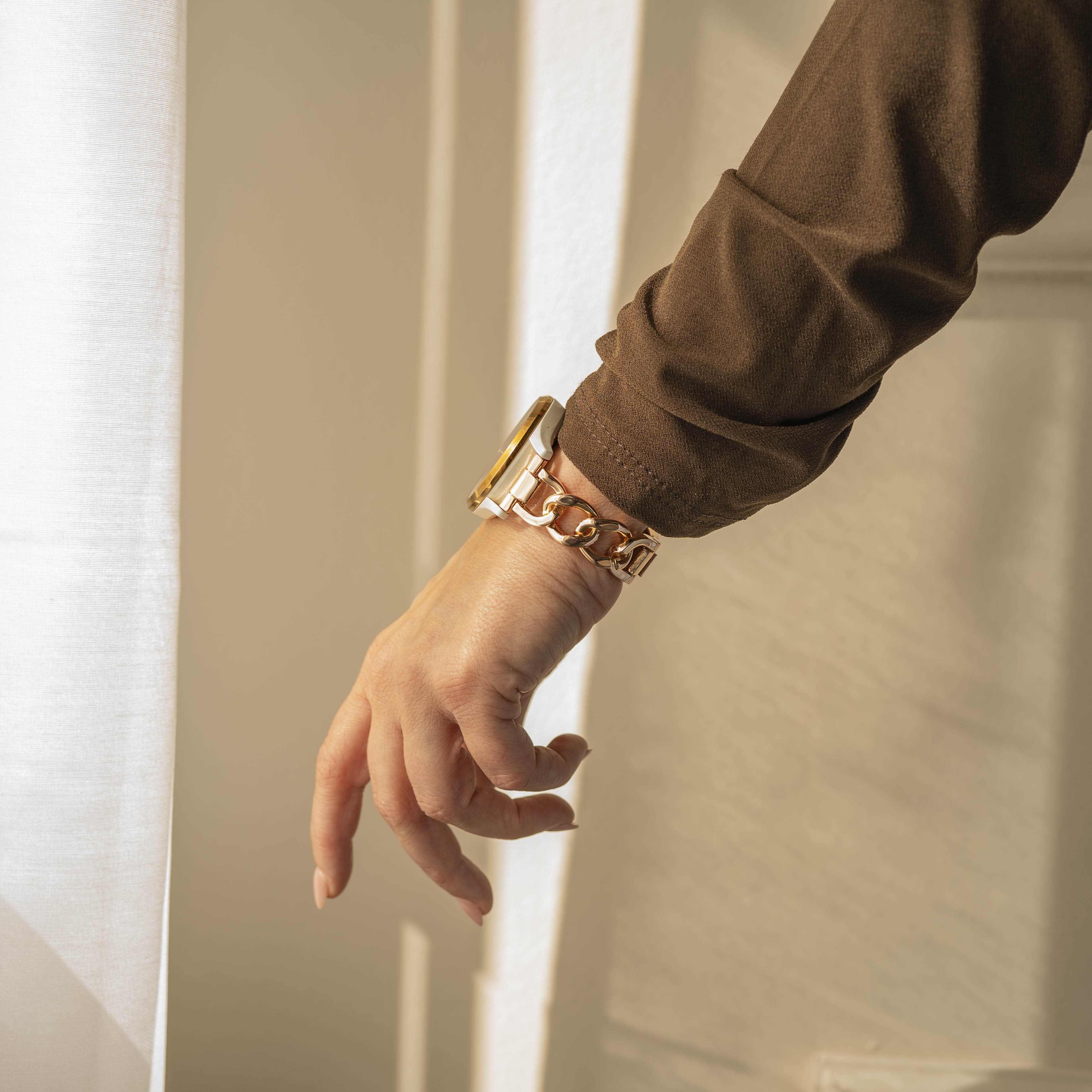 Samsung Galaxy Watch 5 - 44mm steel chain band (rosé goud)