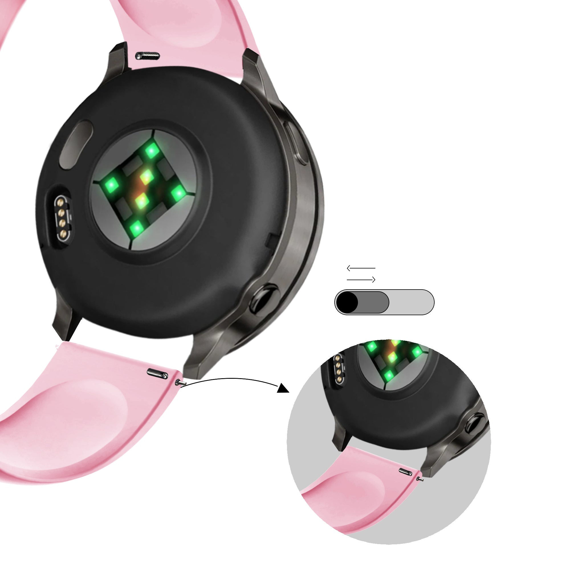 Bandz Garmin Forerunner 570 - 42mm sport band 'Deluxe' (roze)