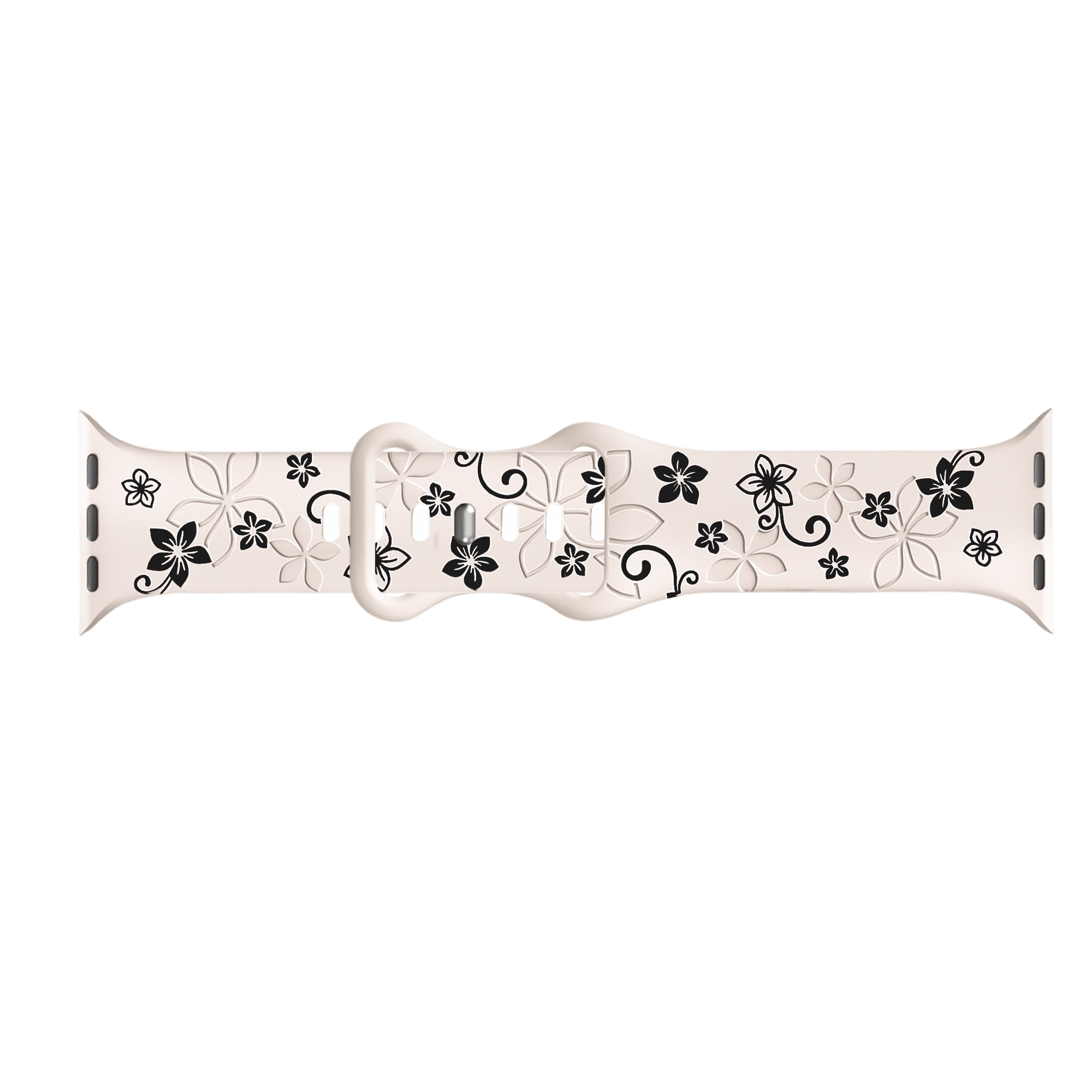 Apple Watch Flower siliconen band (sterrenlicht/zwart)
