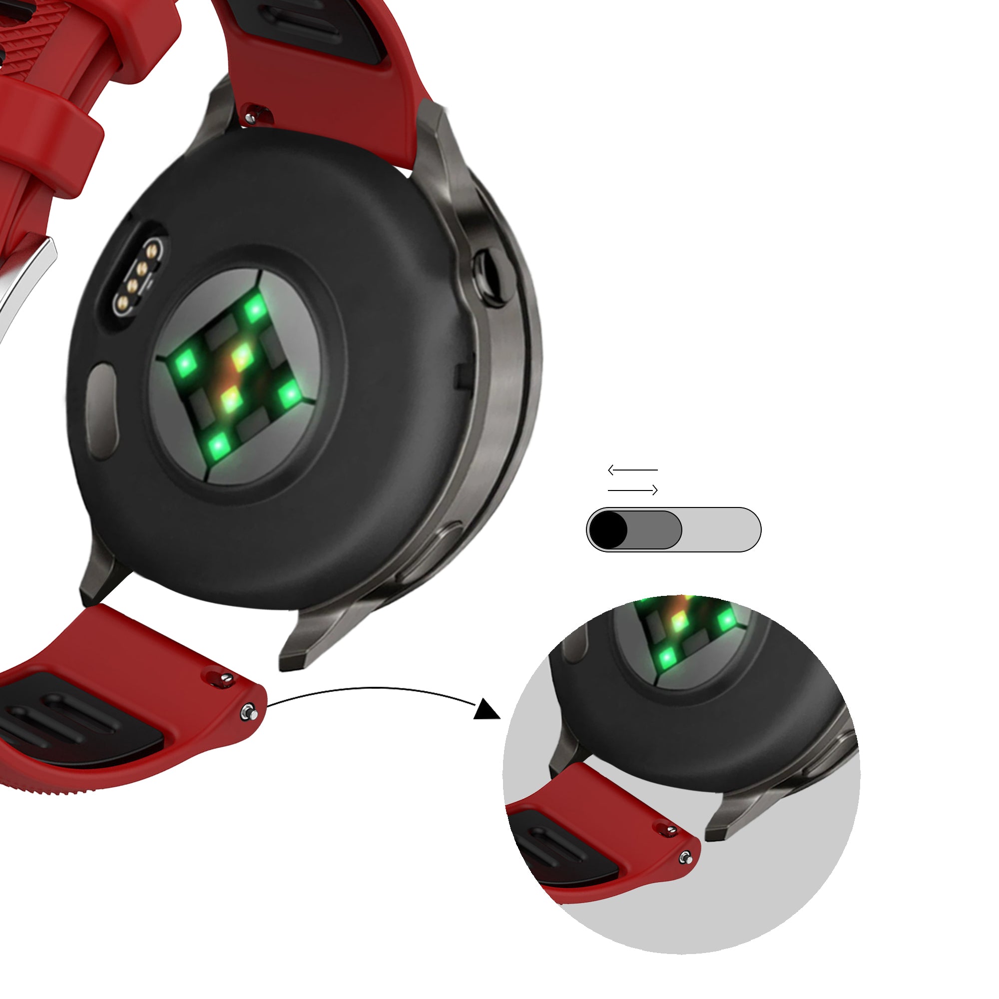 Bandz Garmin Vivoactive 4s Sport Strap with Buckle (Red/Black)