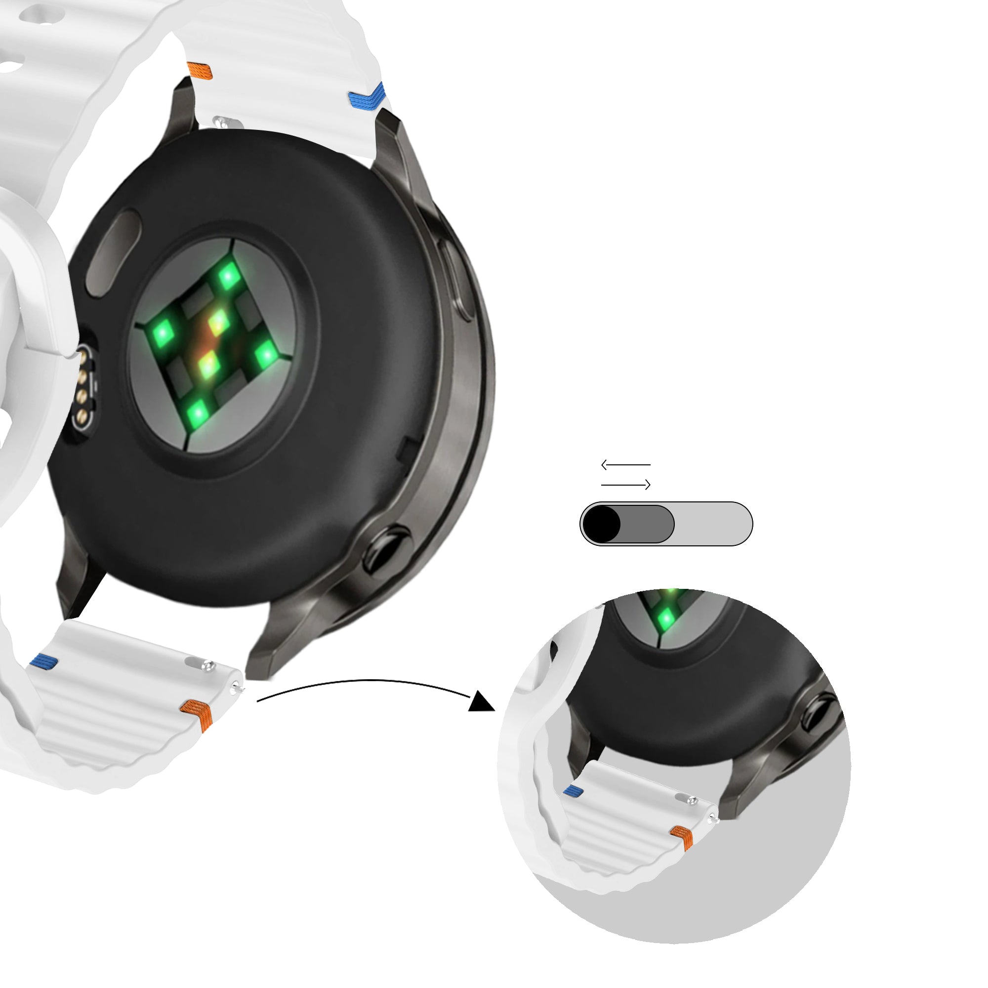 Bandz Garmin Forerunner 645 siliconen band 'Wave' (wit)