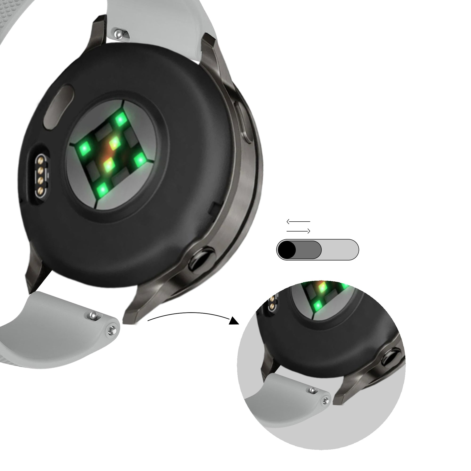 Bandz Garmin Forerunner 645 siliconen band 'Premium' (grijs)