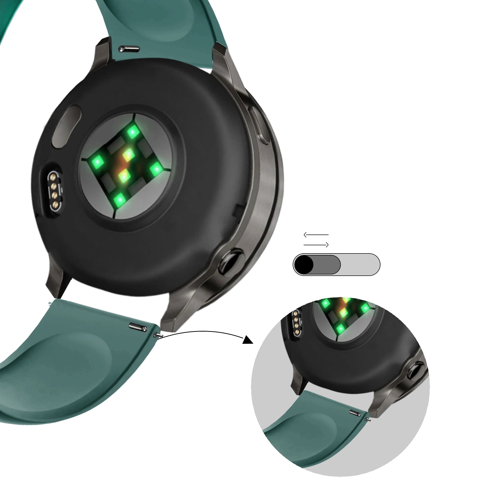 Bandz Garmin Forerunner 570 - 42mm sport band 'Deluxe' (dennengroen)