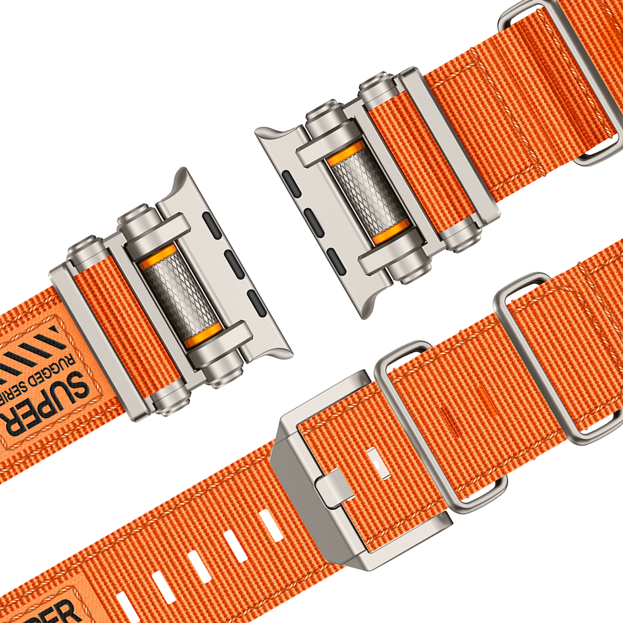 Bandz Apple Watch Ultra nylon band 'Explorer' (oranje met titanium)