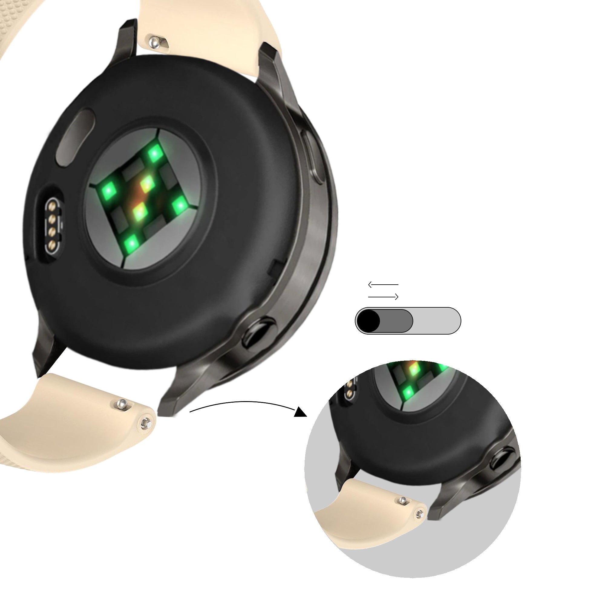 Bandz Garmin Forerunner 570 - 47mm siliconen band 'Premium' (beige)