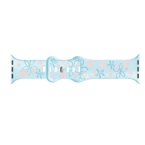 Apple Watch Flower Silicone Strap (Blue/Pink)