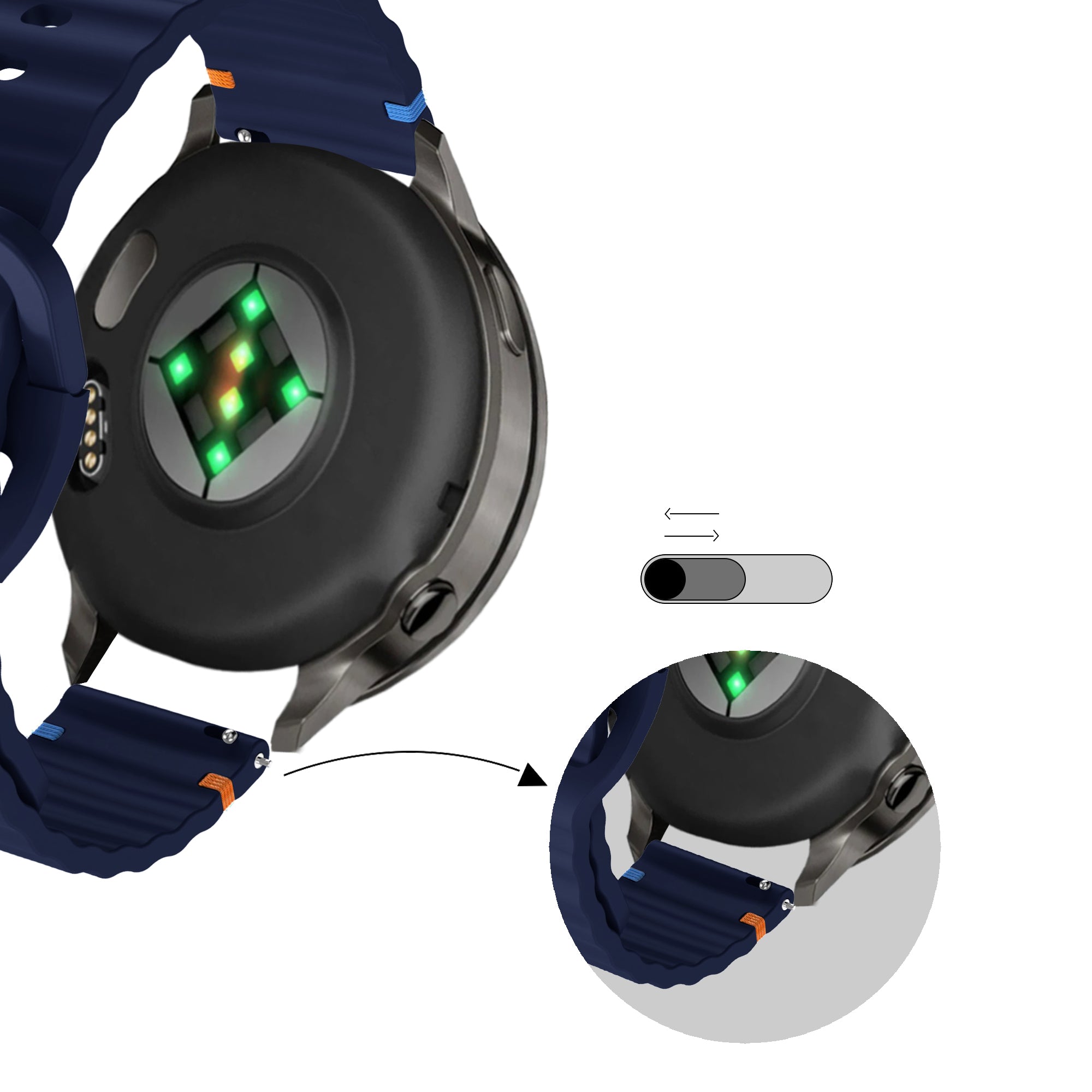 Bandz Garmin Venu 4 - 41mm siliconen band 'Wave' (donkerblauw)