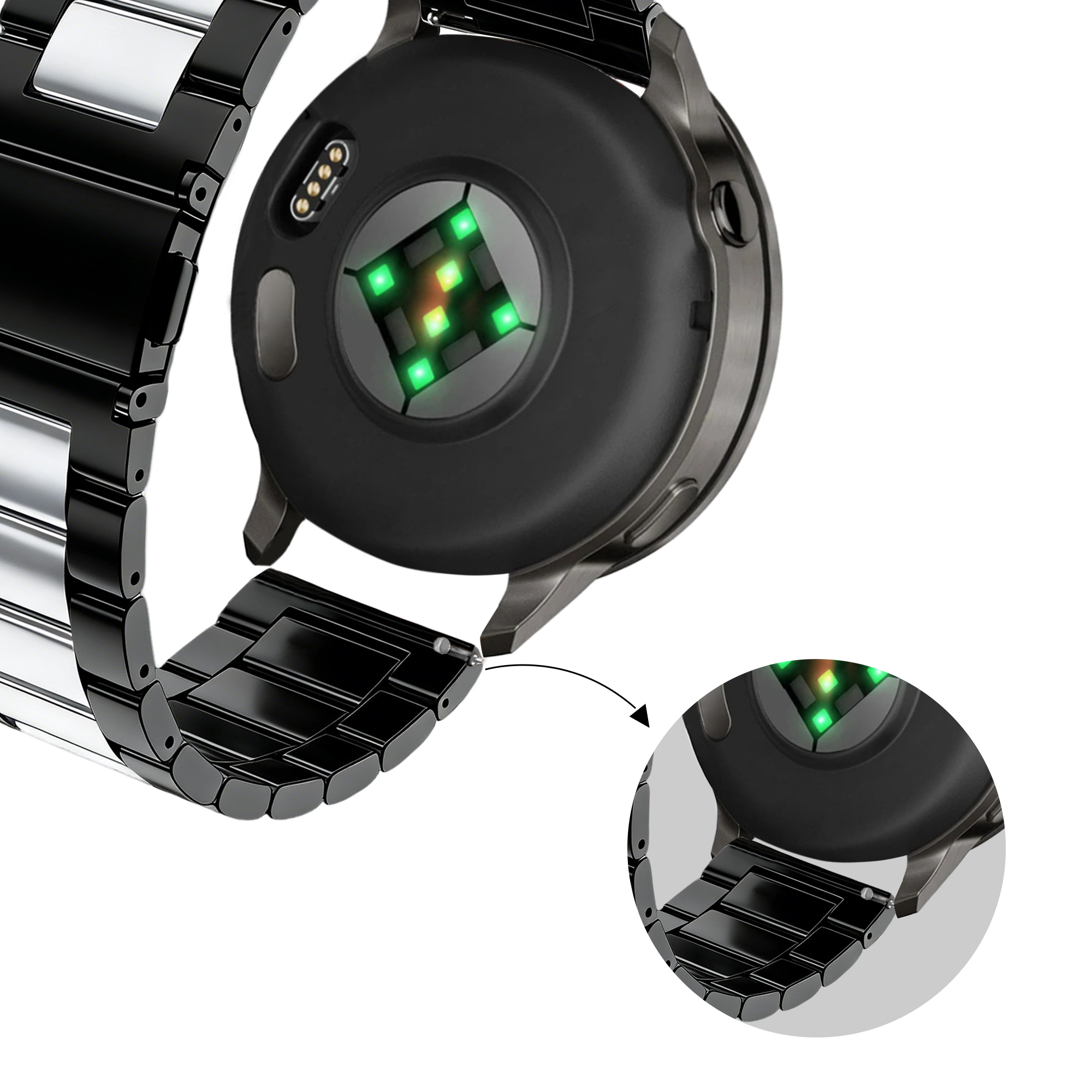 Bandz Garmin Venu 3 stalen band 'Classic' (zwart/zilver)