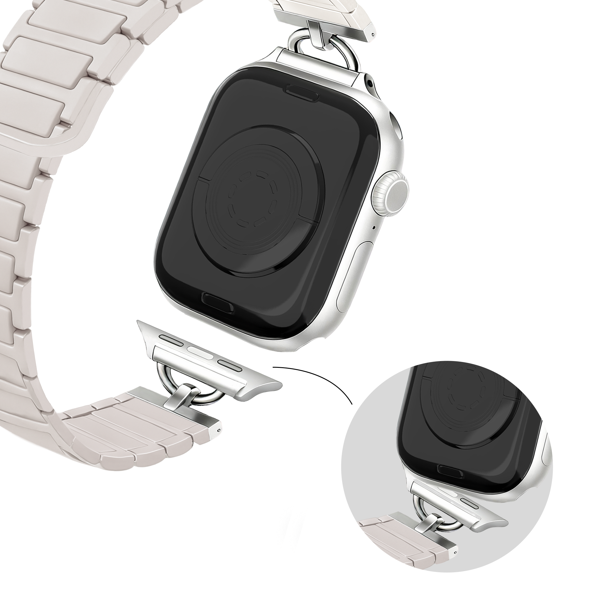 Bandz Apple Watch magnetische siliconen band 'Slim' (sterrenlicht)
