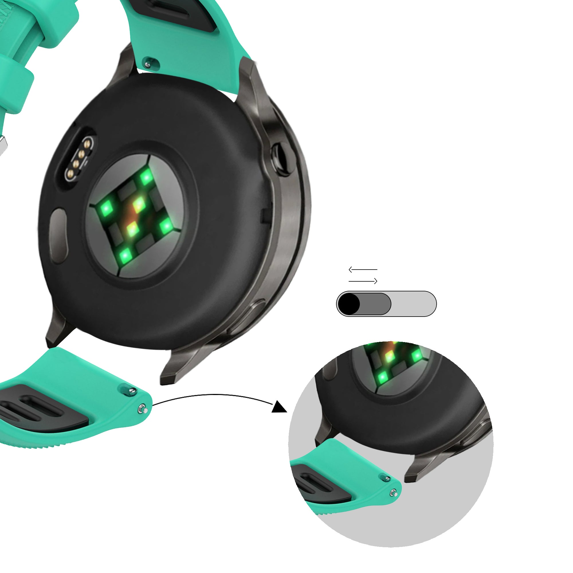 Bandz Garmin Vivomove 3s sport band met gesp (aqua/zwart)