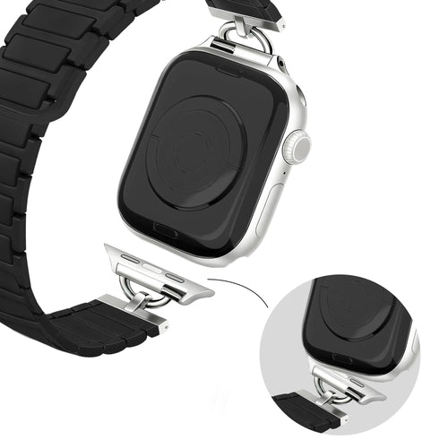Bandz Apple Watch magnetische siliconen band 'Slim' (zwart)