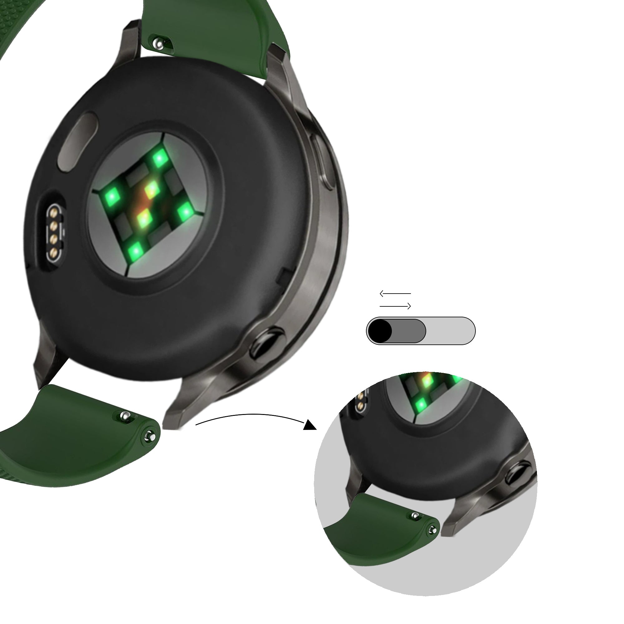 Bandz Garmin Vivoactive 6 siliconen band 'Premium' (legergroen)