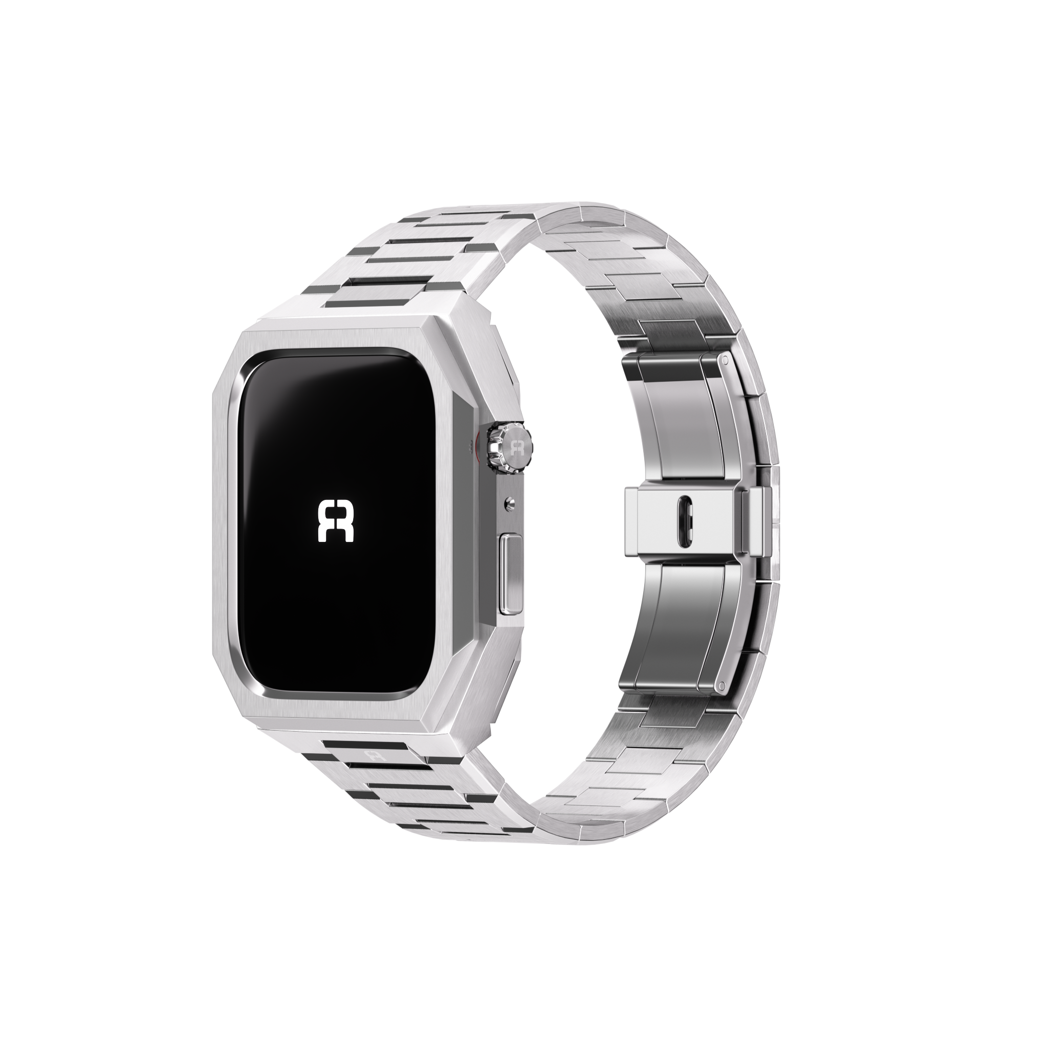 Reqior Apple Watch 45mm case met stalen band 'Nautilus' (zilver)