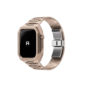 Reqior Apple Watch 45mm case met stalen band 'Nautilus' (roségoud)