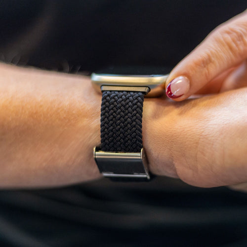 Fitbit Versa 3 verstelbaar gevlochten bandje (zwart)