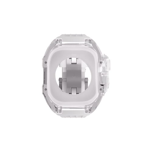 Reqior Apple Watch 45mm polymer case met rubberen band (transparant)