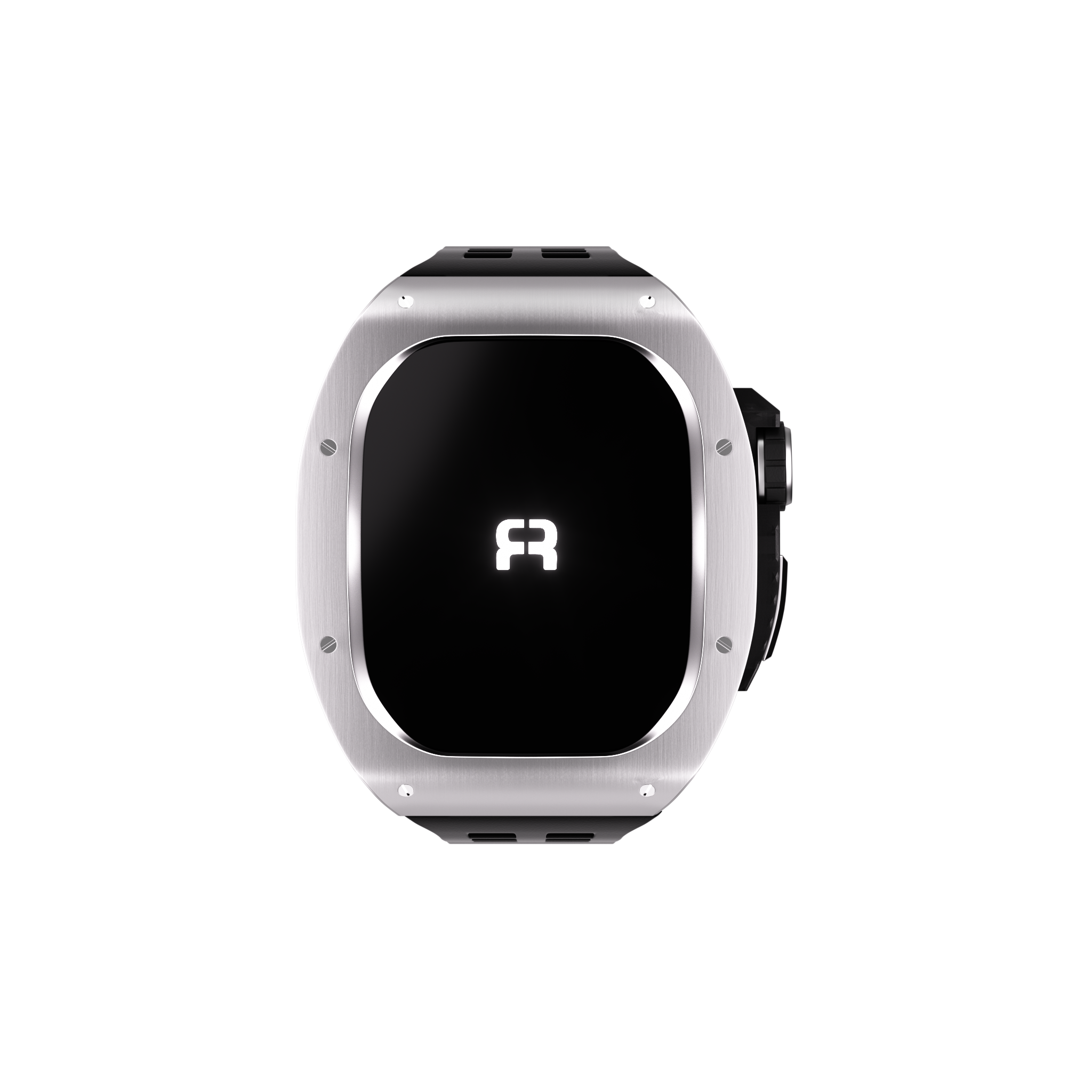 Reqior Apple Watch 45mm polymer en metalen case met rubberen band (zilver)