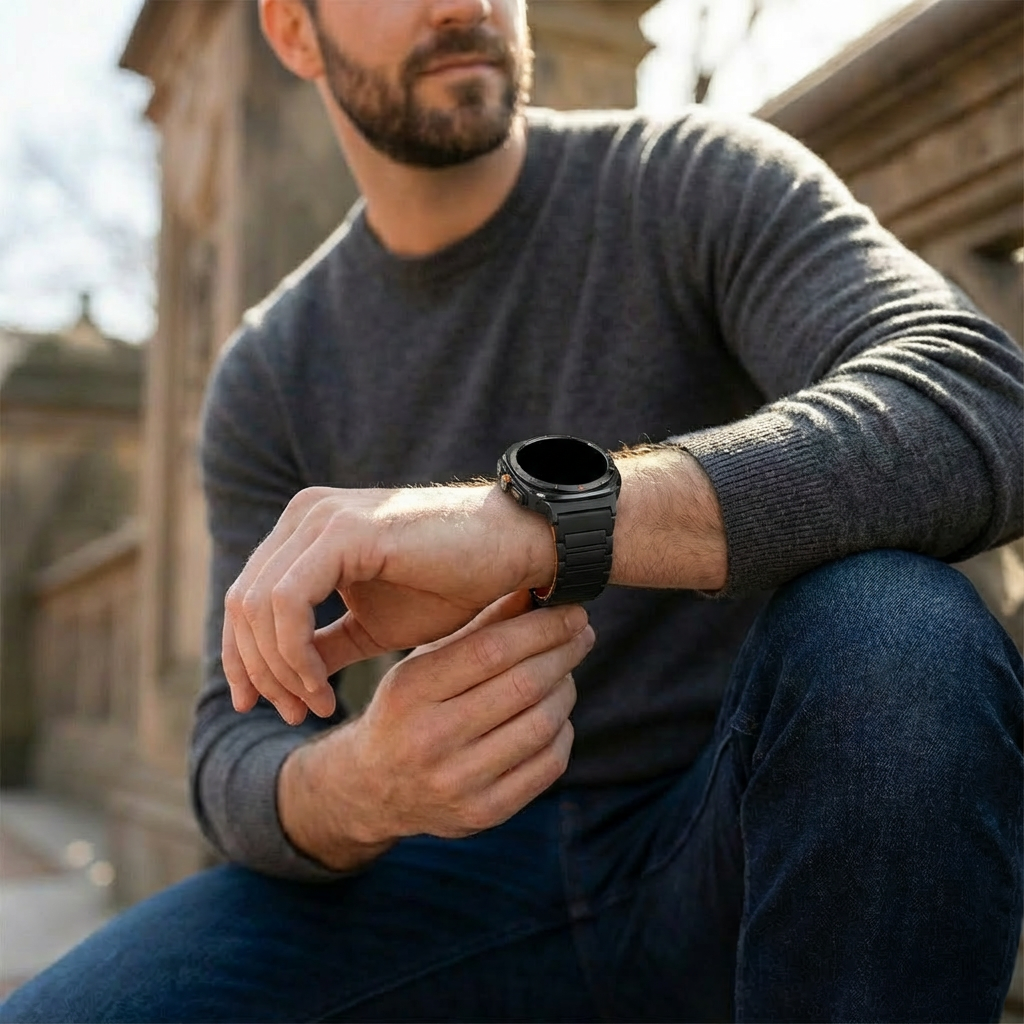 Samsung Galaxy Watch Ultra magnetisch siliconen bandje (zwart/oranje)